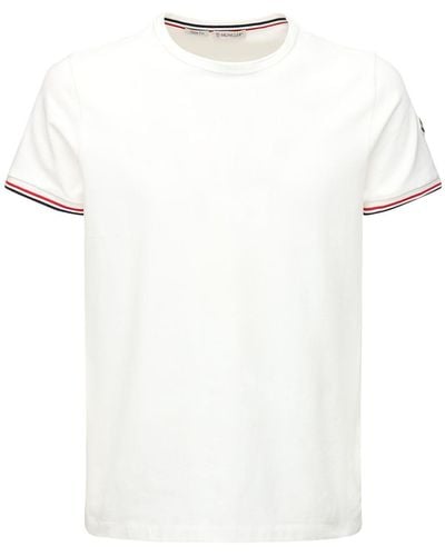 Moncler T-shirt In Jersey Di Cotone Stretch - Bianco