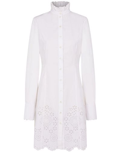 Rabanne Poplin Sangallo Mini Shirt Dress - White