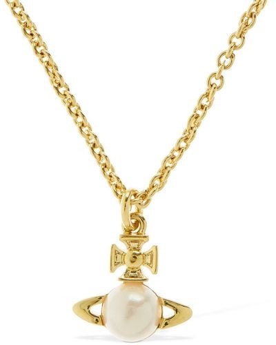 Vivienne Westwood Balbina Imitation Pearl Pendant Necklace - Metallic