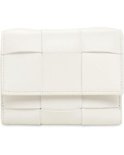 Bottega Veneta Cassette Leather Trifold Zip Wallet - White