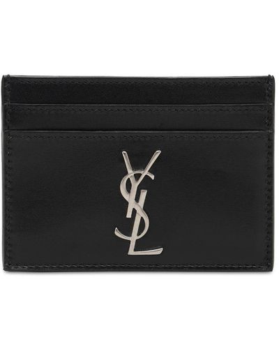 Saint Laurent Monogram レザーカードホルダー - ブラック