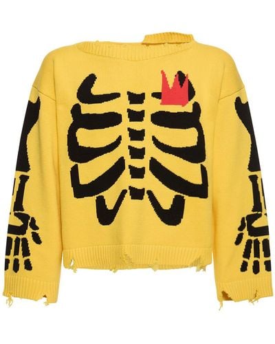 Charles Jeffrey Graphic Slash Skeleton Sweater - Yellow