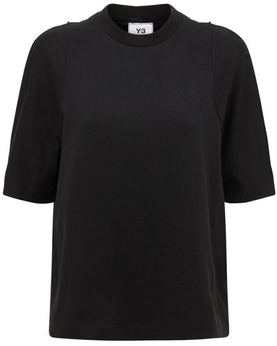 Y-3 Classic テーラードコットンクロップドtシャツ - ブラック