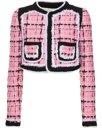 DSquared² Bouclé Collarless Cropped Jacket - Pink
