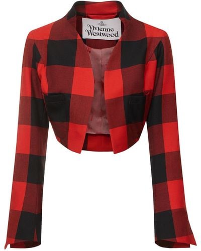 Vivienne Westwood Giacca cropped in lana tartan - Rosso