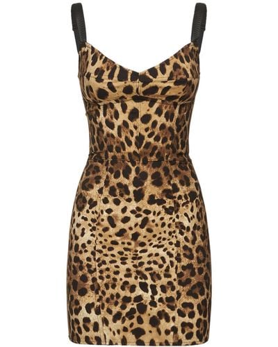 Dolce & Gabbana Leopard Print Satin Mini Dress - Multicolor
