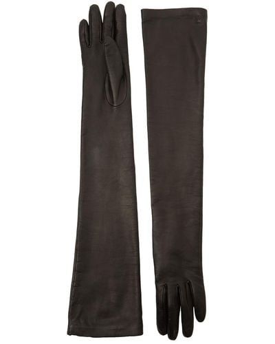 Max Mara Amica Leather Long Gloves - Black