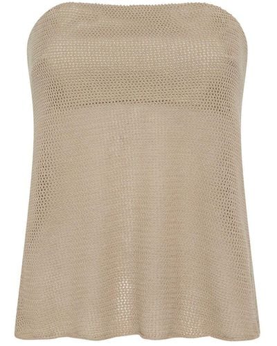 St. Agni Recycled Mesh Knit Tube Top - Natural