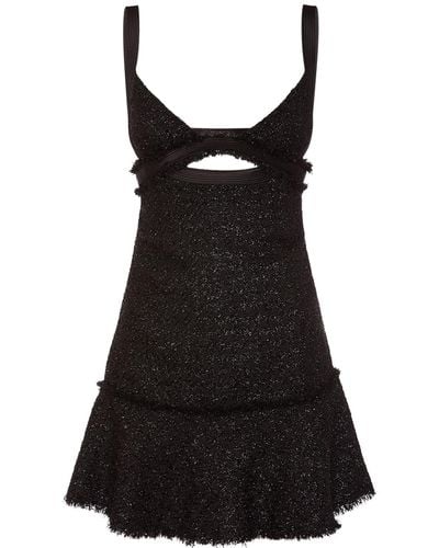 Versace Robe courte en tweed de lurex ajouré - Noir