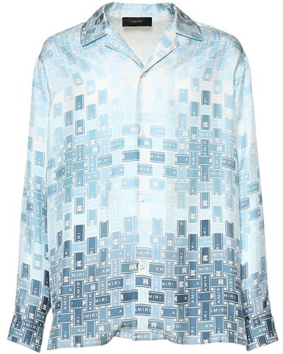 Amiri Seidenhemd mit Gradient Tape-Print - Blau