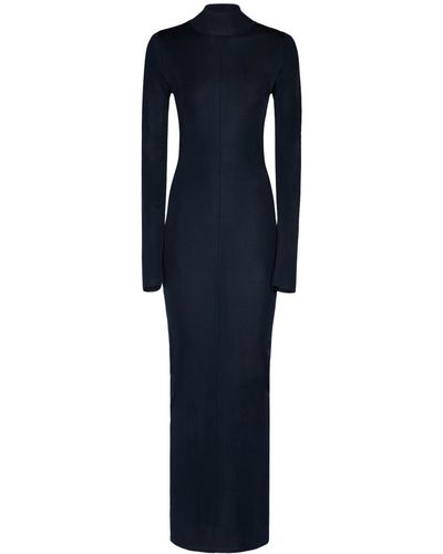 Saint Laurent Knit Long-sleeve Maxi Dress - Blue