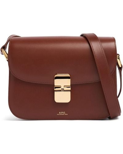 A.P.C. Grace Small Leather Bag - Brown