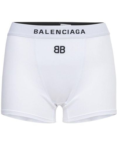 Balenciaga Shorts Deportivos De Algodón Jersey Stretch - Blanco