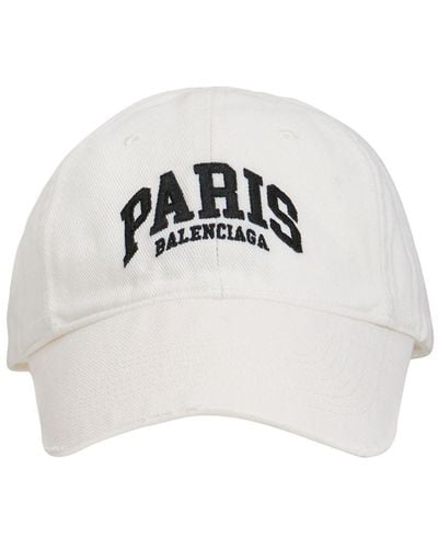 Balenciaga Paris Embroidered Baseball Cap - White