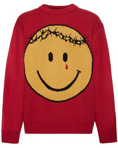 Someit Knit Smiley Sweater - Red