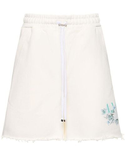 Amiri Floral logo print jersey shorts - Blanco
