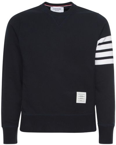 Thom Browne Intarsia Stripes Cotton Sweatshirt - Blue