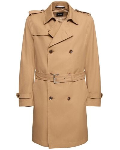 BOSS H-hyde Cotton Trench Coat - Natural