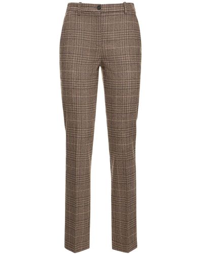 Michael Kors Samantha Check Flannel Straight Pants - Gray