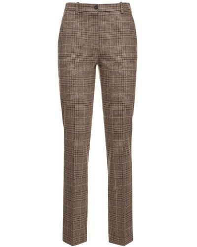 Michael Kors Samantha Check Flannel Straight Trousers - Grey