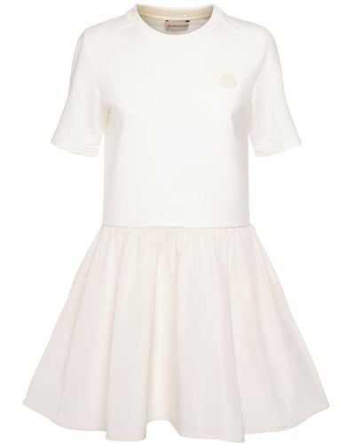 Moncler Fit & Flare Cotton Mini Dress - White