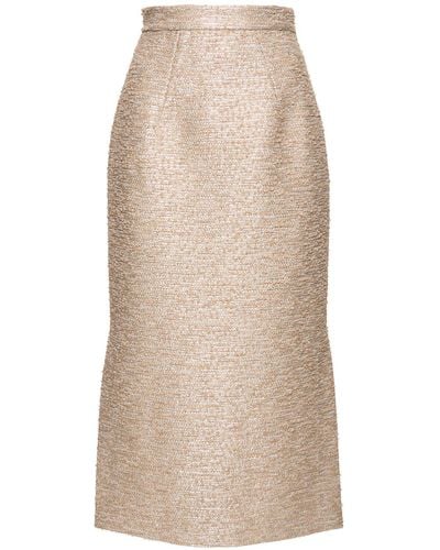 Emilia Wickstead Ariceli Jacquard Tweed Midi Skirt - Natural