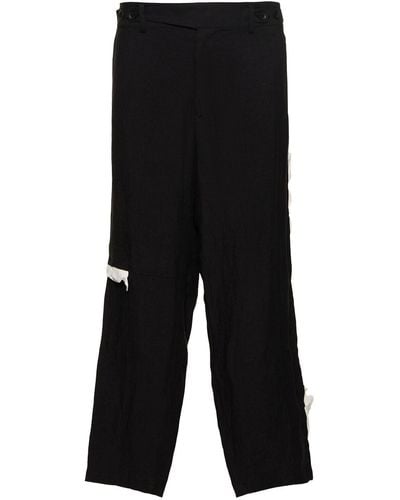 Yohji Yamamoto A-deco Linen Trousers - Black