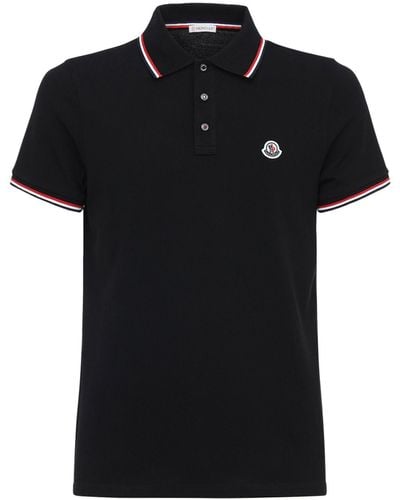 Moncler Logo-appliquéd Striped Cotton-piqué Polo Shirt - Black