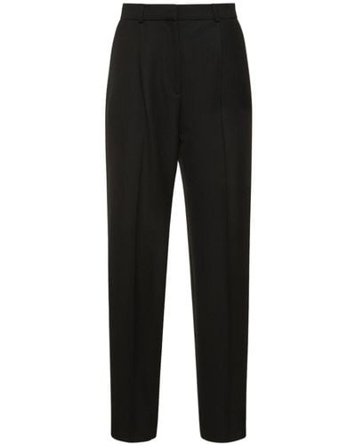Totême Single Pleated Wool Blend Pants - Black