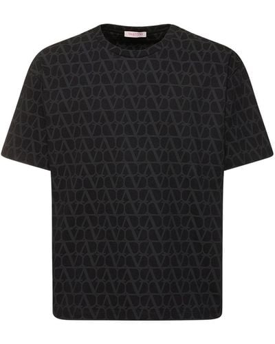 Valentino Camiseta de algodón estampada - Negro