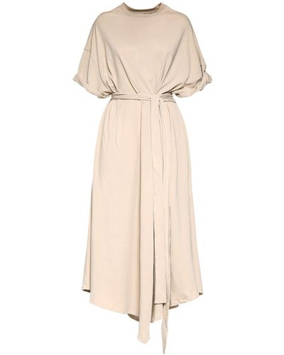 Alexandre Vauthier Jersey Cotton Belted Midi Dress - Natural