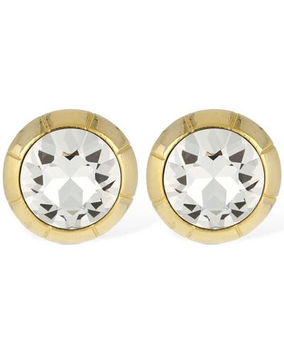 Alessandra Rich Round Crystal Stud Earrings - Metallic