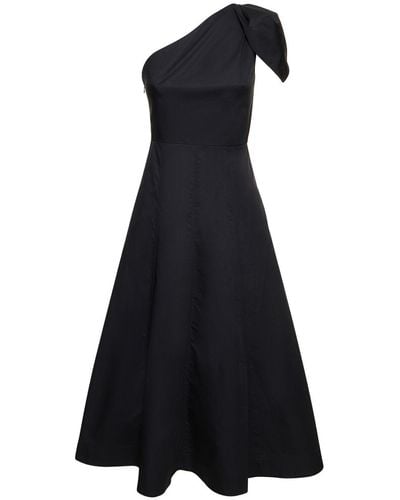 Roland Mouret One-shoulder Cotton Poplin Midi Dress - Black