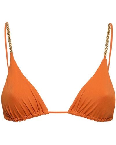Saint Laurent Haut de bikini triangle en nylon - Orange