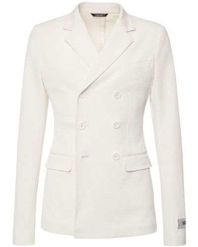 Dolce & Gabbana Zweireihiges Jackett Aus Baumwollmischung - Weiß