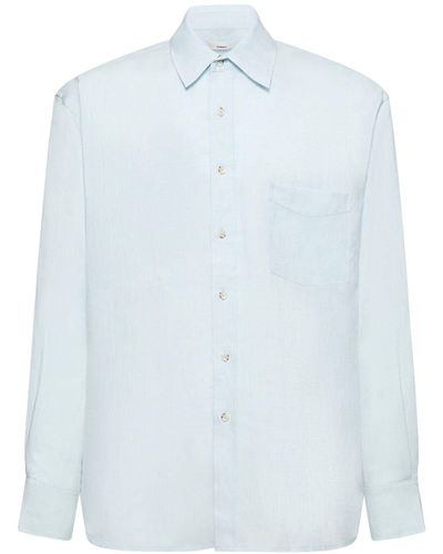 Commas Camisa oversize de lino con bolsillo - Azul