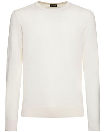 Zegna Cashmere & Silk Light Knit Jumper - White