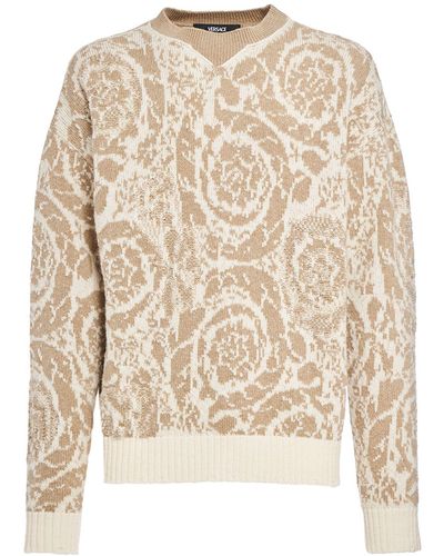Versace Barocco Pullover Aus Wolle - Natur