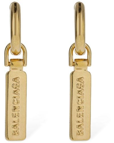 Balenciaga Skate Tag Brass Earrings - Metallic