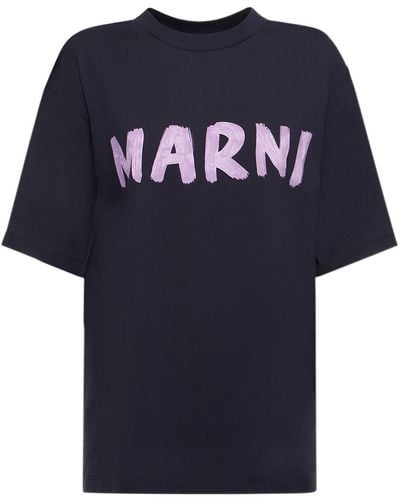 Marni オーバーサイズコットンジャージーtシャツ - ブルー