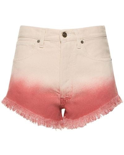 Alanui Bright Hues Frayed Denim Shorts - Pink