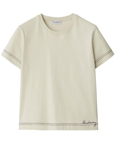 Burberry Cotton Jersey Short Sleeves T-shirt - Natural