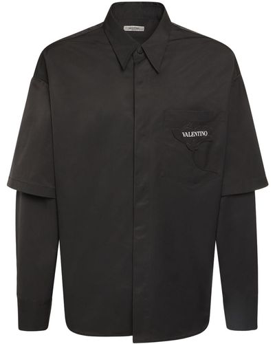 Valentino Flower ダブルスリーブシャツ - ブラック