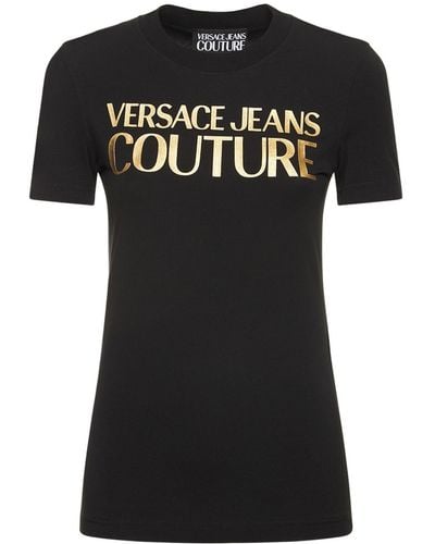 Versace Thick Foil Logo Cotton Jersey T-shirt - Black