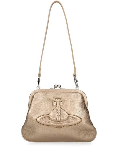 Vivienne Westwood Vivienne Injected Orb Leather Clutch - Natural
