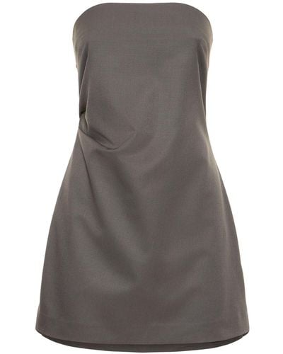 St. Agni Tuck Wool Blend Mini Dress - Grey