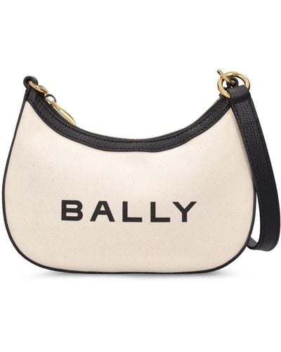 Bally Bar Ellipse Logo Canvas Shoulder Bag - Natural