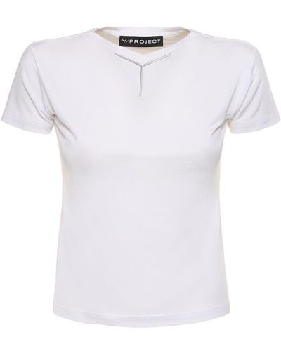 Y. Project T-shirt in jersey con logo - Bianco