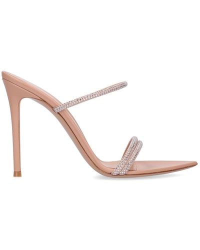 Gianvito Rossi 105Mm Cannes Crystal & Leather Sandals - White