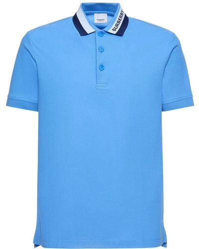 Burberry Poloshirt aus Baumwollpiqué mit Logo - Blau